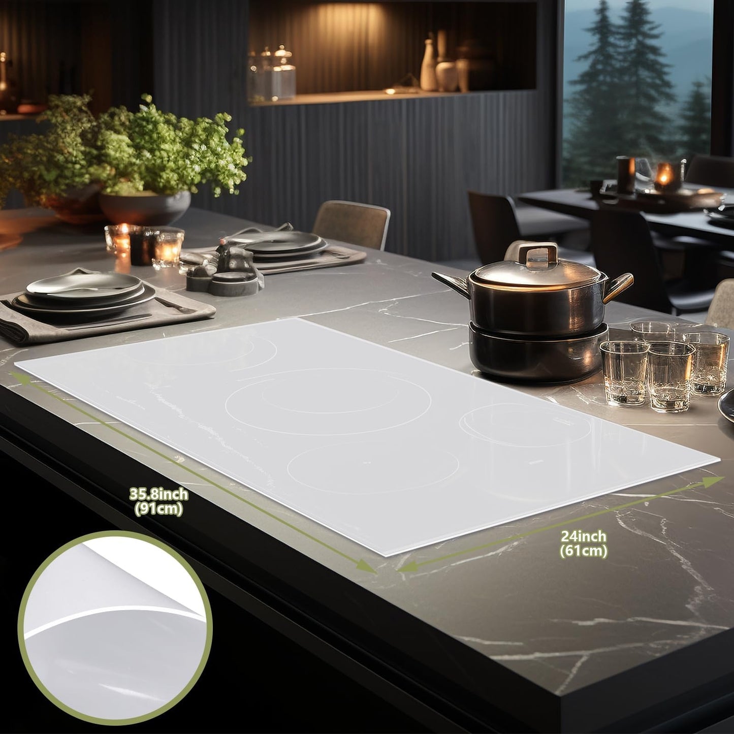 VOKOY 36x24 Inch Silicone Mat for Crafts, Extra Large Silicone Painting Mat, Clear Silicone Sheet for Kitchen Countertop, Baking, Clay, Arts - Heat resistant, Washable (White,Translucent)