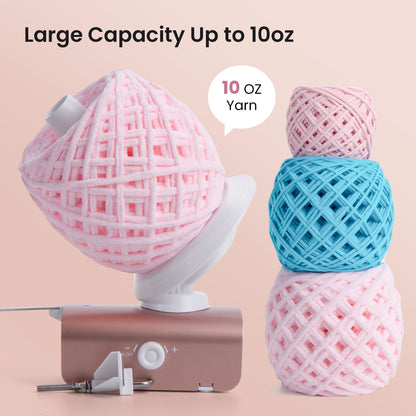 Winartton Electric Yarn Winder, Heavy-Duty Yarn Ball Winder 10 oz Large Capacity, Automatic Yarn Cake Winder Spinner Roller, Crocheting Tools Supplies for Knitting Lovers(Rose Gold)
