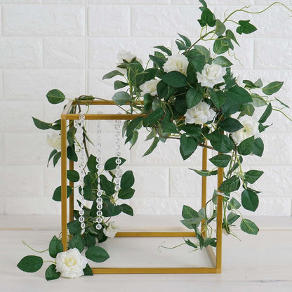 2 Pack 12" Efavormart Square Gold Wedding Flower Stand Metal Column Stand Geometric Cube Vase
