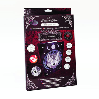 Crystal Art Diamond Painting Notebook - Lunar Wolf - Create a Sparkling Notebook Cover Using Crystals - for Ages 8 and up