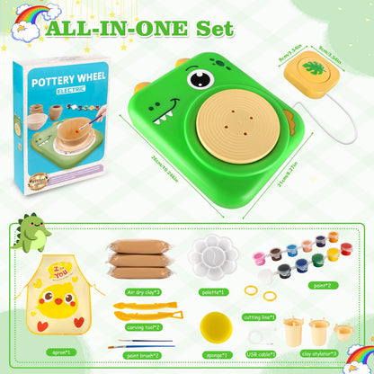 TenLaitech Pottery Wheel for Kids - Arts and Crafts Toys for Kids Ages 8-12 | Complete Pottery Painting Kit with Air Clay Art Supplies for Girls Boys Toys Birthday Gift for 6 7 8 9 10 11