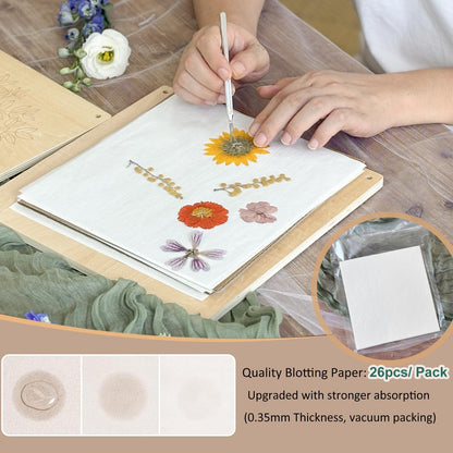 KAXYEW Large Flower Press Kit, 11"x11" Wooden Flowers Pressing Boards with Storage Bag, DIY Pressed Flowers Art - Fridge Magnet Bookmark Art Craftst Presservation Gifts for Flower Plant Lovers