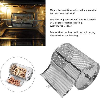 Oven Cages, 360 Degree Rotatable Stainless Steel Oven Rack, 7in Drum Oven BBQ Grill Roaster