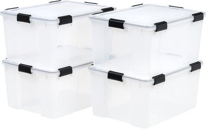 IRIS USA 62.8 Quart Plastic Storage Bins - Durable Lids & Secure Latching Buckles | 4 Pack