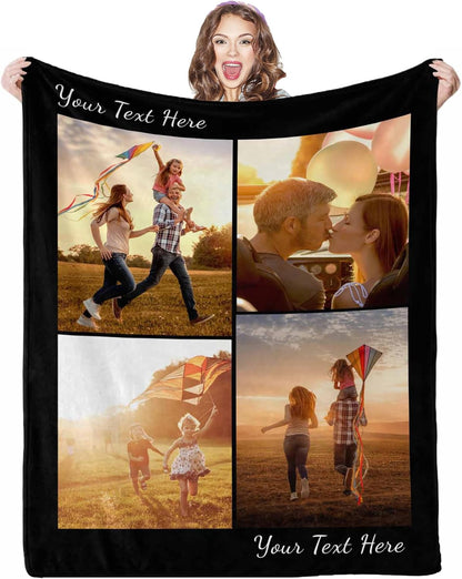 AOFUN 4 8 Personalized Photo Blanket, Photos Custom Blankets Photo Blankets Customize for Mom Grandma Wife Women from