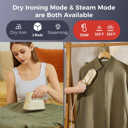 YIKA Handheld Garment Steamer - 2-in-1 Steam Iron with 25s Heat-Up & Ceramic Soleplate | Wrinkle Remover for All Fabrics