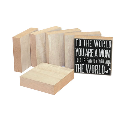 6 Pack Thick Wooden Blocks Unfinished MDF Wood Squares for Crafts Memorial Sign(4x4x1 in)