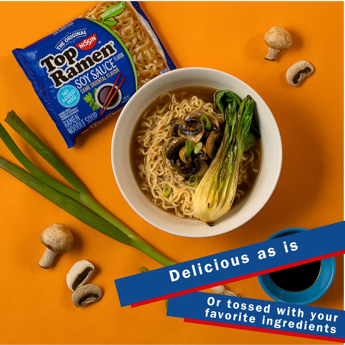 Nissin Top Ramen Noodle Soup, Soy Sauce, 3 Ounce (Pack of 24)