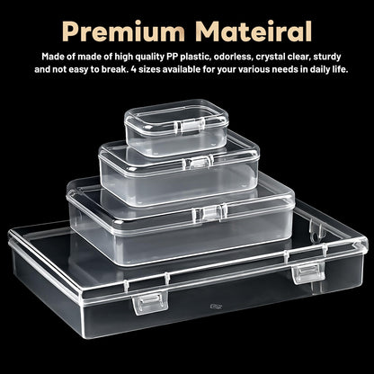 Mauproy 24 Pack Mixed Sizes Small Plastic Storage Containers, Mini Rectangular Small Items Organizer Boxes with Hinged Lids and Labels for Craft Jewelry Beads
