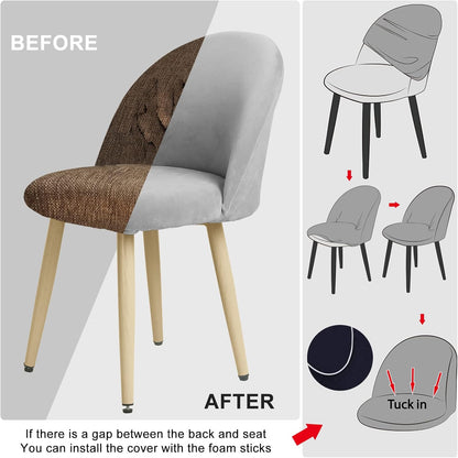 Leorate Dining Chair Cover Velvet Upholstered Side Dining Chair Cover Slipcover Curved Back Mid Century Modern Accent