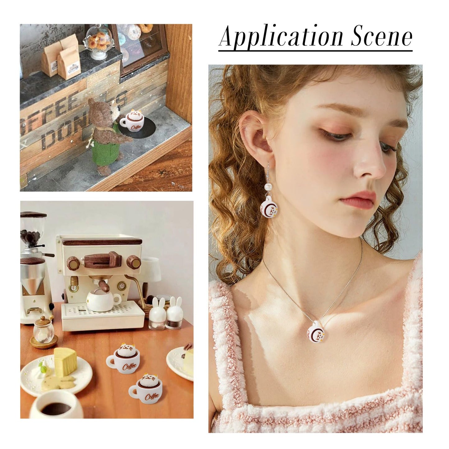 Magibeads 35Pcs Cat Coffee Cup Mini Ornaments Resin Cup Miniatures 3D Model Micro Landscape Dollhouse Decorations Fake Mugs Drink Food Cute Table Desk House Decor Party Supplies 17.5x23x19mm