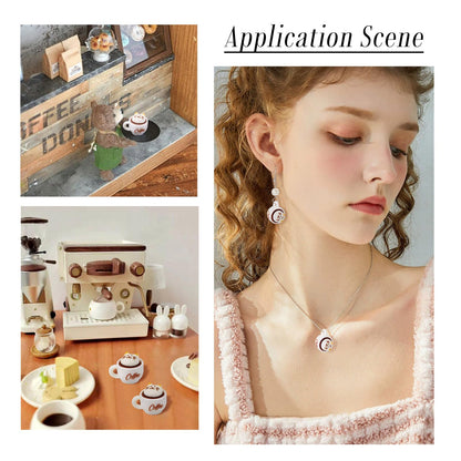Magibeads 35Pcs Cat Coffee Cup Mini Ornaments Resin Cup Miniatures 3D Model Micro Landscape Dollhouse Decorations Fake Mugs Drink Food Cute Table Desk House Decor Party Supplies 17.5x23x19mm