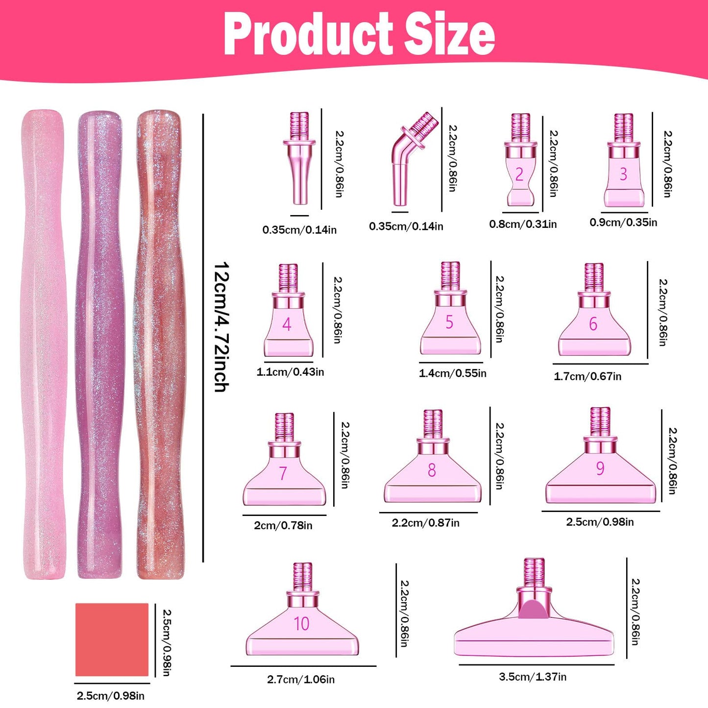 Snewvie Diamond Painting Pen Accessories Tools Set,3PCS Glitter Diamond Art Pen and 12Pcs Metal Screw Thread Multi Placer Tips,Resin Diamond Painting Drill Pens for DIY Diamond Art