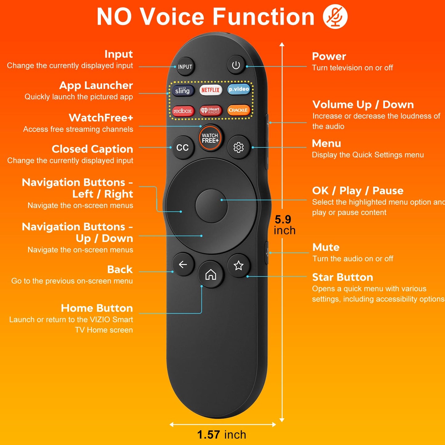 Voice Remote Control Replacement for Hisense Smart Google TV，Compatible with Hisense QLED UHD Mini-LED ULED Google TVs