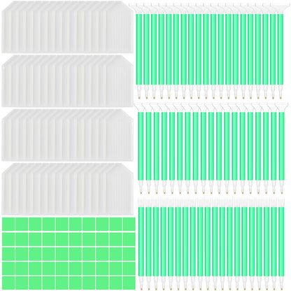 Affrolling 180 Pcs 5d Diamond Art Painting Tools and Accessories Kits Include Drill Pens with 3 Drill Sizes, Plastic Diamond Trays, Glue Clay, Rhinestone Art Painting DIY Accessories (Green)