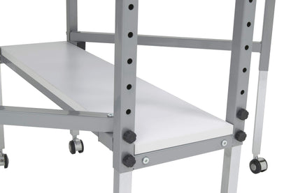 Sew Ready Foldable Hobby and Cutting Grid Table - 58.75" W x 36.5" D White Arts and Crafts Table with Grid Top and Silver Storage Drawers