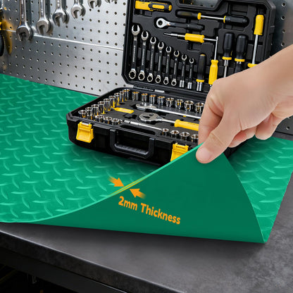 ARQRHTLY Workbench Mat, Green 23.62" x 47.24" PVC Work Bench Mat with Non-Slip Texture, 2 mm Thick Scratch & Stain Resistant Surface for Painting, Woodworking, Crafting, Projects and Tool Protection