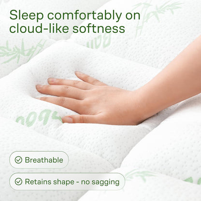 Niagara Sleep Solution Ultra Soft Mattress Topper | California King Size Bamboo Pillow Top for Back Pain Relief - Naturally Cooling in Sage