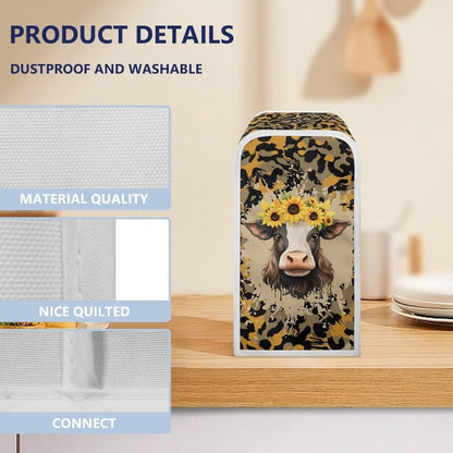 Foldable Electric Can Opener Cover, Sunflower Brown Cow, Dust Covers for Home Decor, Electric Kitchen Appliance