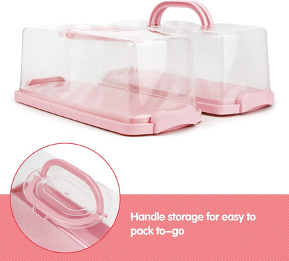 2-Pack Plastic Rectangular Bread Box with Clear Lid, Loaf Cake Keeper, Portable Bread Keeper Storage Container