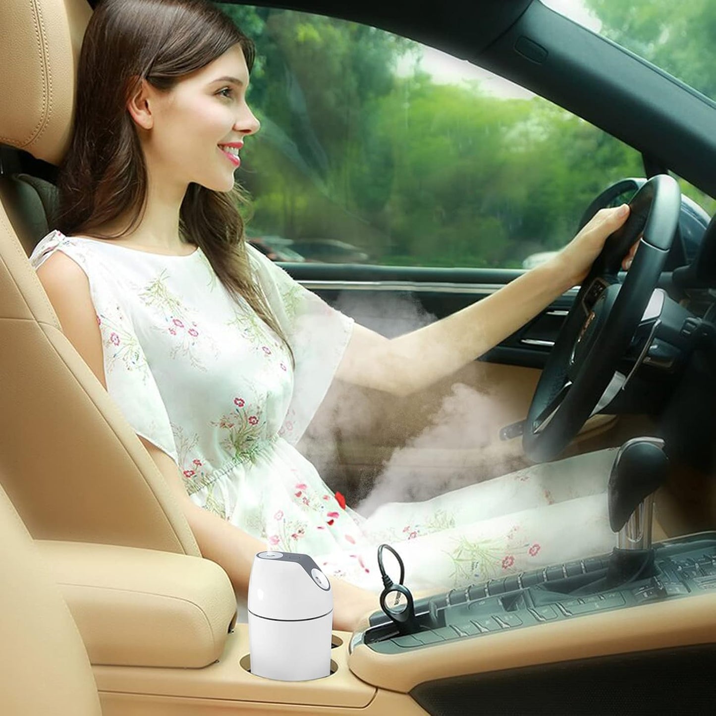 480ml 4 2600mAh) Mini Humidifier-Battery Operated Cordless Portable Small Humidifier USB Rechargeable Personal Desktop