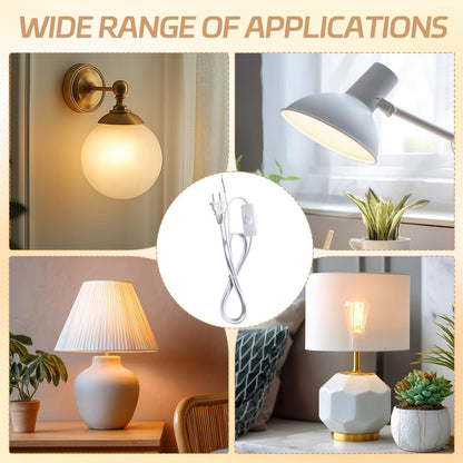 Conderyang 12 Packs Lamp Cord Set with Molded End Plug and Switch Pure Copper Extension Lamp Power Cord Replacement Rewire Kit Stripped Ends Ready for Wiring & DIY Repairing 6 Feet/1.8m White