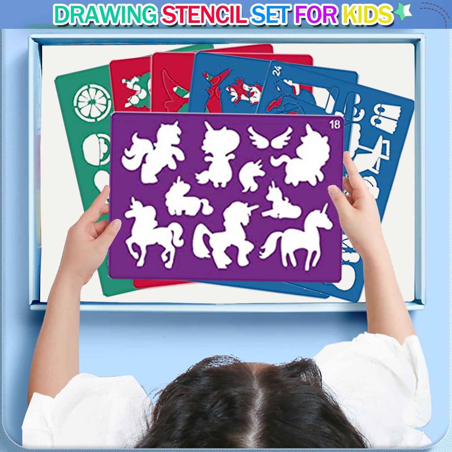 30 Pieces Drawing Stencils Set for Kids, Plastic Drawing Painting Stencil Templates for Kids Crafts School Art Projects, Journal Stencil with 400+ Images