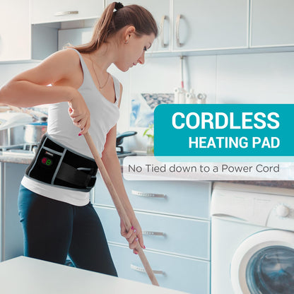 Comfytemp Cordless Heating Pad with Massager for Back Pain Relief, Portable Lower Back Massager FSA HSA Eligible Wearable, Birthday Gifts for Dad Mom Men Women Grandpa Grandma, 3 Heat, Auto-Off, 58"