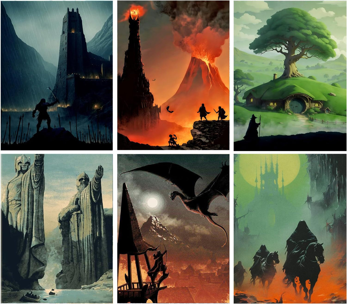 6 Packs Ring Art Diamond Painting Kits for Adults,Landscape Diamond Art Kits for Adults,DIY 5D Fairy Dust Diamond Art Painting Kits,Landscape Gem Art Painting Kits for Home Wall Decor 12x16inch