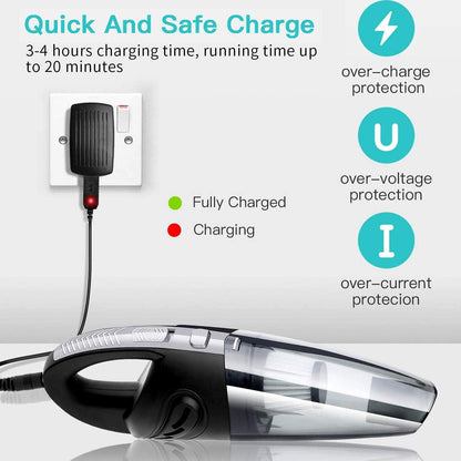 Handheld Vacuum Cordless, Portable Wet Dry Cleaner for Car Home, Pet Hair, Rechargeable 2200mAh Lithium Battery, 120W