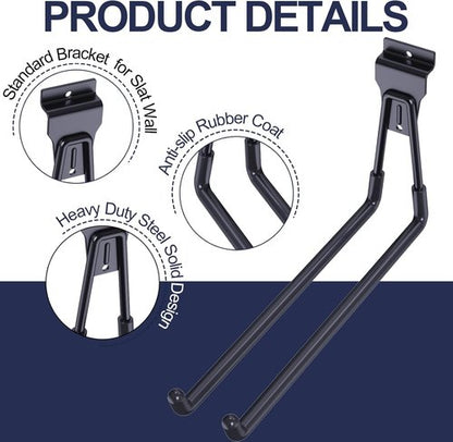 Heavy Duty Slatwall Hooks - 11 Inch Black Garage Accessories | 4 Pack for Secure Hanging