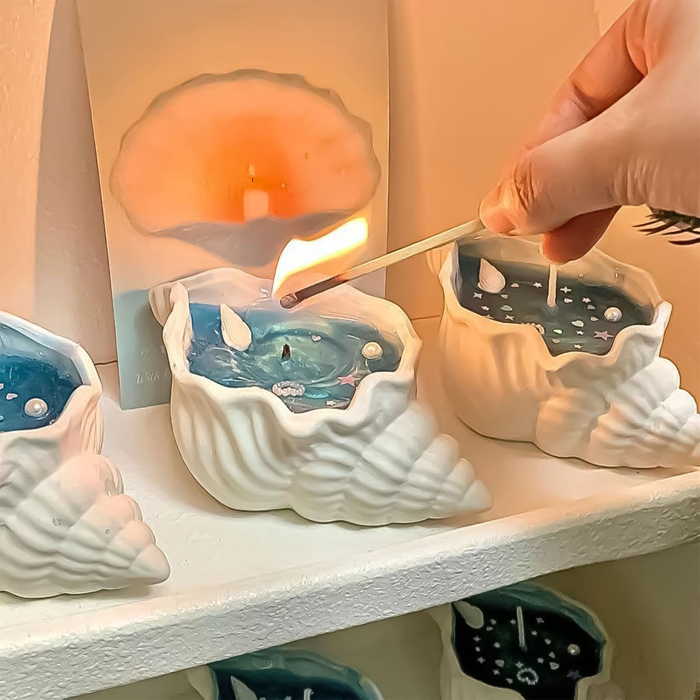 4 Pack Scented Candles for Home Small Candles Candles Gifts Sets for Women Men Birthday Thanksgiving Christmas Valentine's Mother's Day (Light Blue &Orange) (Blue&Orange)