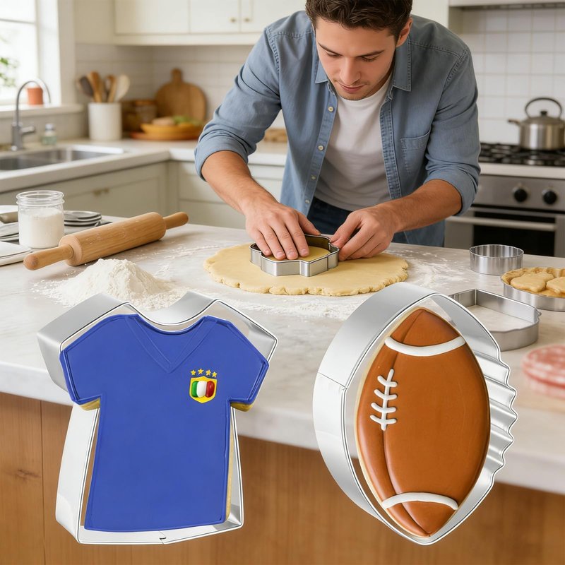 Football Cookie Cutters 2 PCS, with Jersey, 3.5'' (Football)