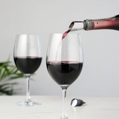 Host Wine Filter Pour Spout with Stopper, Stainless Steel Wine Purifier to Remove Histamines, Sulfite and Soften Tannins, Includes Stopper with Silicone Seal, Set of 1