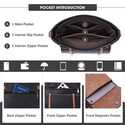 Roulens Crossbody Bags for Women,Multi Pocket Crossbody Purses Vegan Leather Shoulder Handbags Travel Purse Adjustable Strap