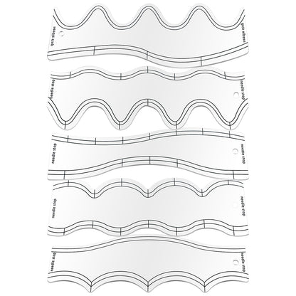 5 Pcs Wave Quilting Rulers and Templates Set, Quilting Ruler and Templates Waves Ruler Acrylic Quilting Templates for Machine Quilting Free Motion Quilting Stencils Wavelengths Sewing Rulers