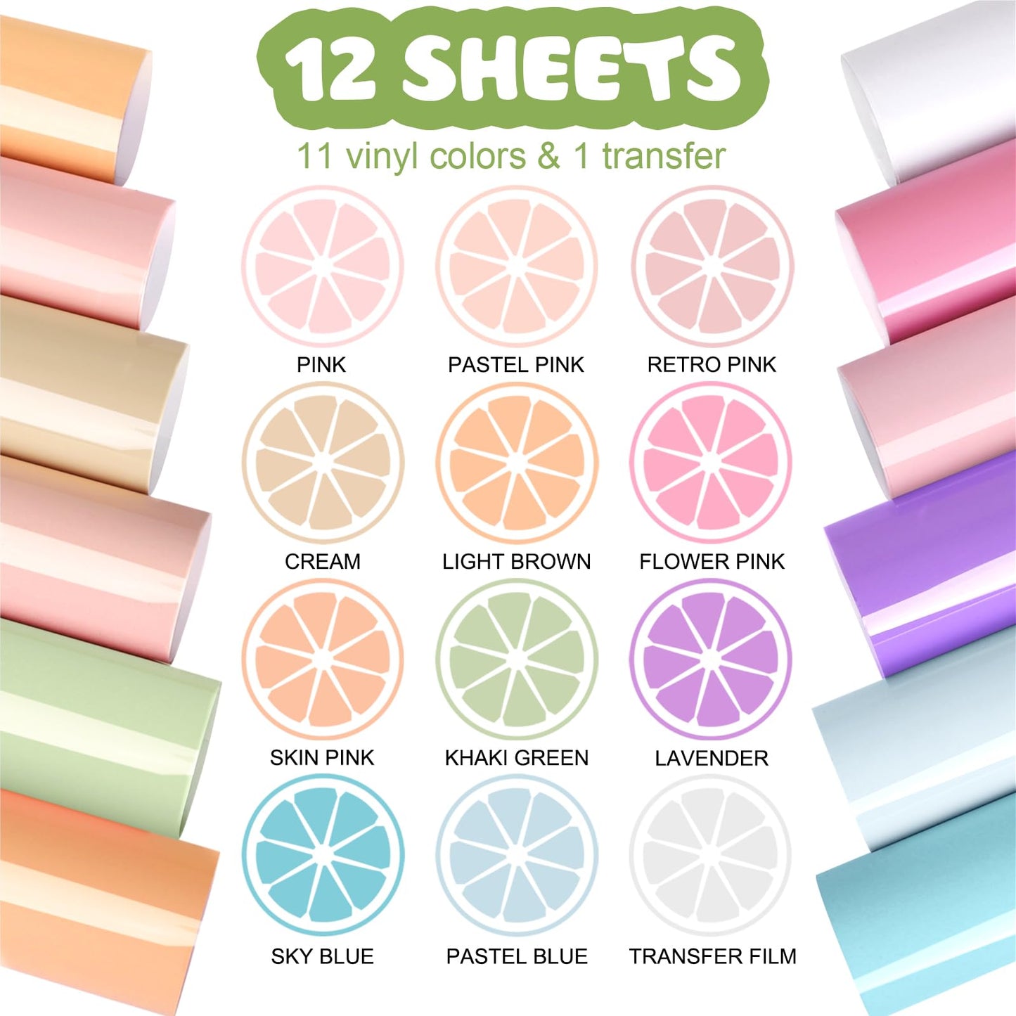 WRAPXPERT Boho Color Permanent Vinyl Sheets - 12 Sheets Bundle 12"x12" Pastel Colors Craft Vinyl Sheets Glossy Adhesive Vinyl Craft Cutters DIY Projects