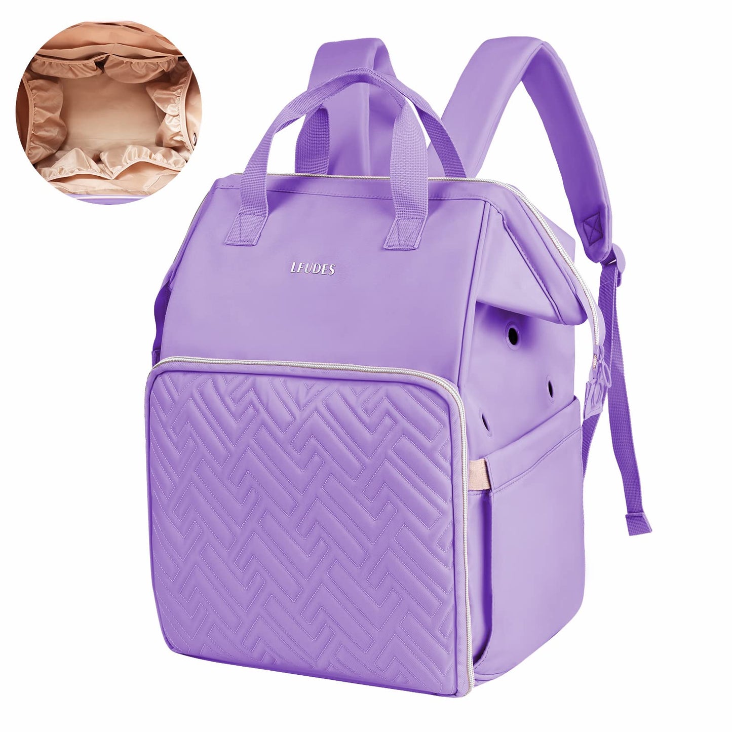 Leudes Knitting Bag Backpack,Yarn Storage Organizer Large Crochet Bag Tote Christmas Gift Yarn Holder Case for Carrying Projects,Knitting Needles (Purple)