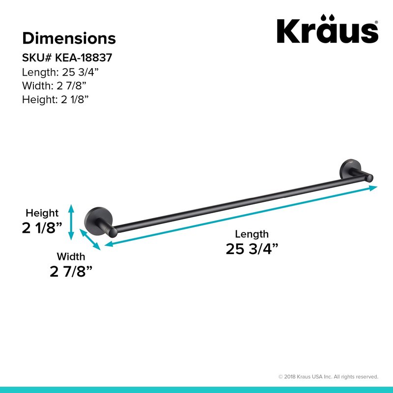 KRAUS Elie 24-inch Bathroom Towel Bar, Matte Black Finish, KEA-18837MB