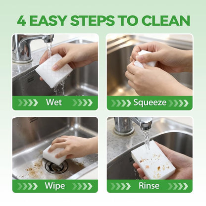 YDN Clean Magic Eraser Sponge 2X Density, Multi-Purpose Long Lasting Melamine Sponge, Water-Activated Cleaning Sponge Eraser for Kitchen, Bathroom, Wall, Shoes & Car, Extra Durable, Non-Scratch (10)