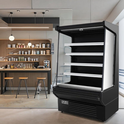 FRICOOL 52" Display Refrigerators Open Air Food Refrigerated Display Case for Commercial Bakery Pastry Refrigerated Upright Display Cooler Case for Stores, Supermarkets, Bar, Shops, 36~41℉, Black