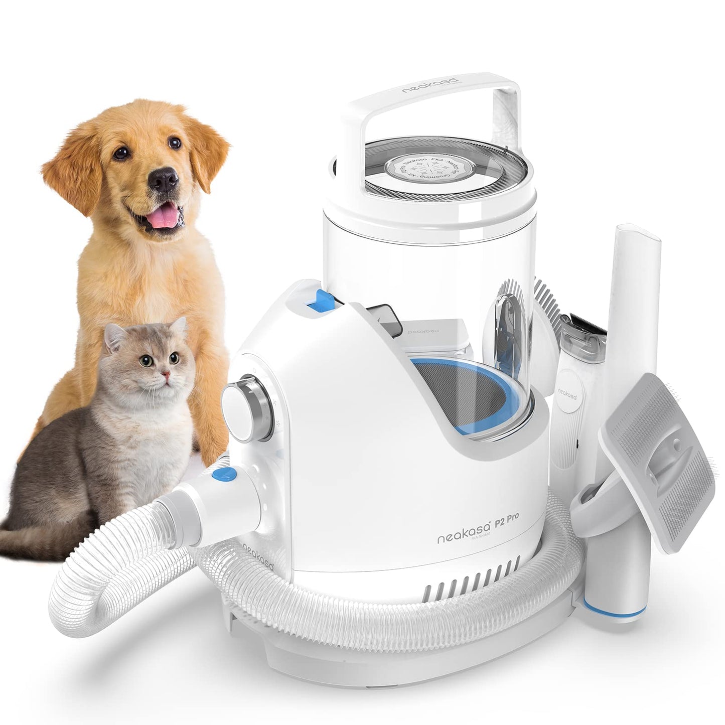Neakasa by neabot P2 Pro Dog Grooming Kit, Dog Clippers Vacuum Suction 99% Hair, Pet Grooming with 5 Proven Tools, 2L Large-Capacity Easy Empty Dustbin for Dogs Cats Animals