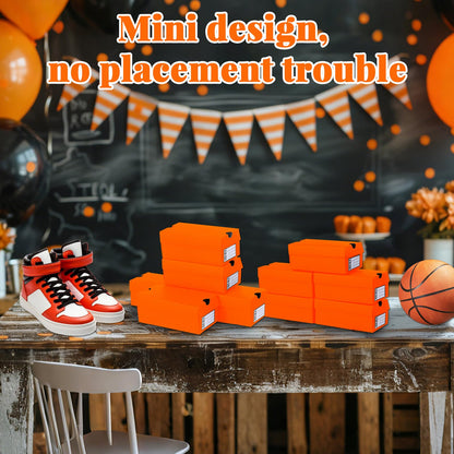 12 Sets Mini Shoe Gifts Boxes Mini Sneaker Boxes 4.7x2.5x2 Small Shoe Cases Cardboard Sports Theme Small Gift Case with Writable Label Birthday Party Favor for Candies Cookies Snacks Orange