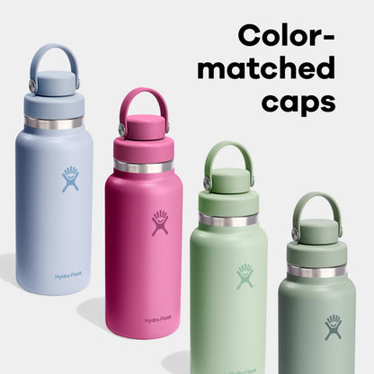 Hydro Flask Water Bottle - Insulated Stainless Steel - Wide Mouth Flex Chug Lid, Non Spill, Leakproof in 32 Oz Sandpiper