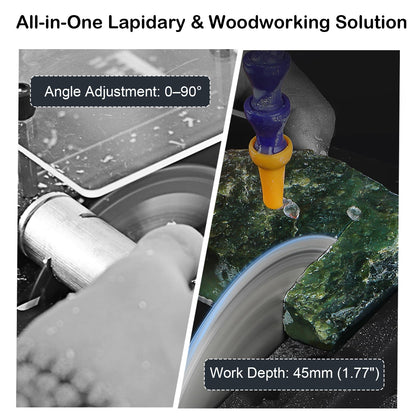Lapidary Equipment 1850W with 180mm Diamond Blade, Rock Polisher, Jewelry Rock Saw, Rock Cutter for DIY Lapidary Grinding Engraving Polishing Drilling