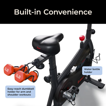 Sunny Health & Fitness PACE 300 Smart Magnetic Indoor Cycling Bike, Quiet Exercise for Home Gym Cardio Training, Ultimate Fit with Adjustable handle & seat, Free SunnyFit App Connection - SF-B124068
