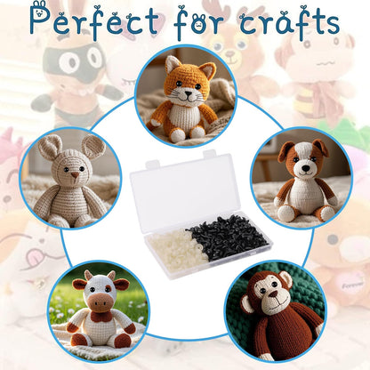 Vanblue Safety Eyes 260PCS 8mm Plastic Black Craft Eyes with Washers Teddy Bear Eyes for Amigurumi Stuffed Animals Crochet Toys Crafts Making Halloween Decorations