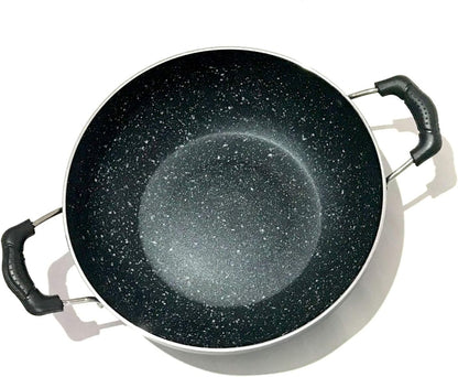 Deep Kadhai Aluminium Non Stick Kadai with Glass Lid, Multipurpose Cooking Pan