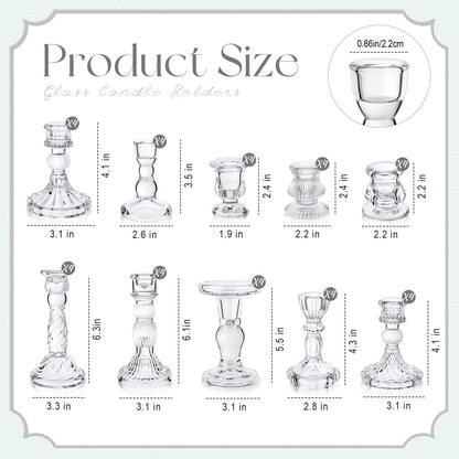 Mumufy 40 Pcs Glass Crystal Taper Candle Holders Clear Glass Candlestick Holder Fit 0.8 Inch Candles Crystal Decorative Candle Stand Centerpiece Table Wedding Dining Party (Classic,Clear)