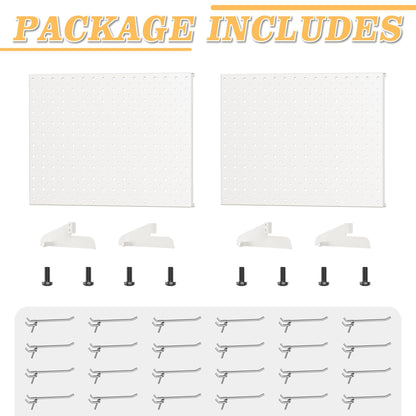 Pegboard Smith 2-Pack Metal Tabletop Pegboard Display Stand for Craft Shows – 12"x16" Tabletop Peg Board Display with 24 Hooks for Jewelry (Milky White)